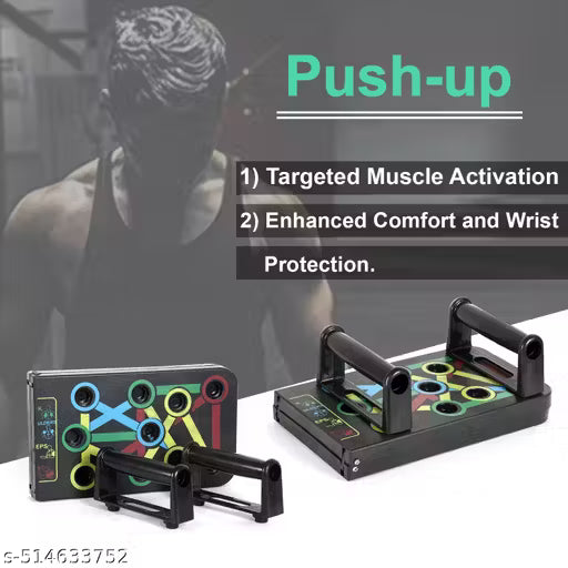 Manogyam 10in1 Portable Board with Strong Grip Handle for Chest Press Home & Gym Exercise Push-up Bar
