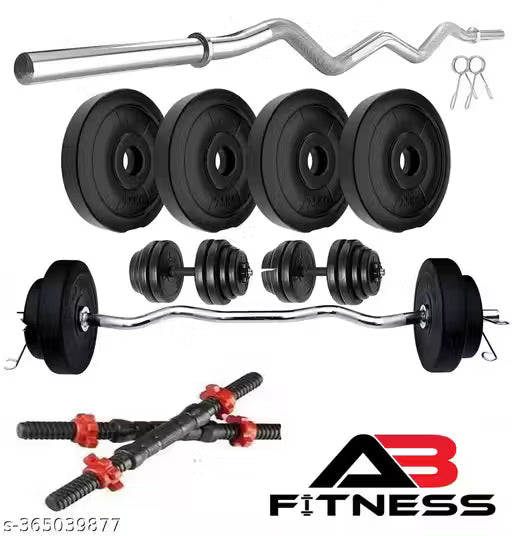 10Kg Home Gym Set with One 3 Ft Curl and One Pair Dumbbell Rods, Exercise & Fitness Strength Training