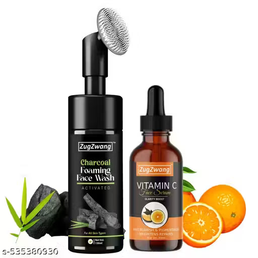 Charcoal Face Wash For Skin (150ml)Skin whitening Facewash and Vitamin C Serum (30ML)For Oil Control & Remove Pigmentation Skin Combo