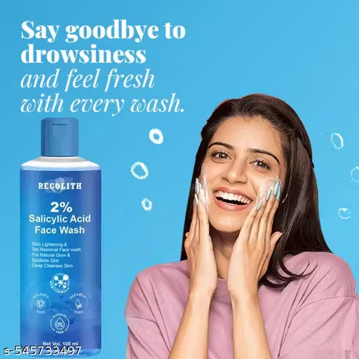 Regolith Premium Facewash (2% Salicylic) + Face Serum (2% Salicylic) | Acne & Pimple Care | Skin Brightening & Tan Removal | 100ml