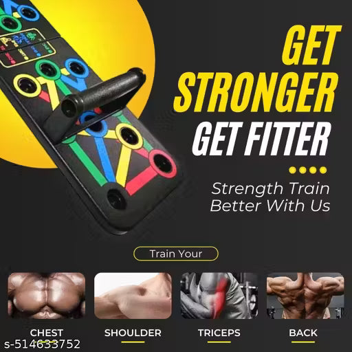 Manogyam 10in1 Portable Board with Strong Grip Handle for Chest Press Home & Gym Exercise Push-up Bar
